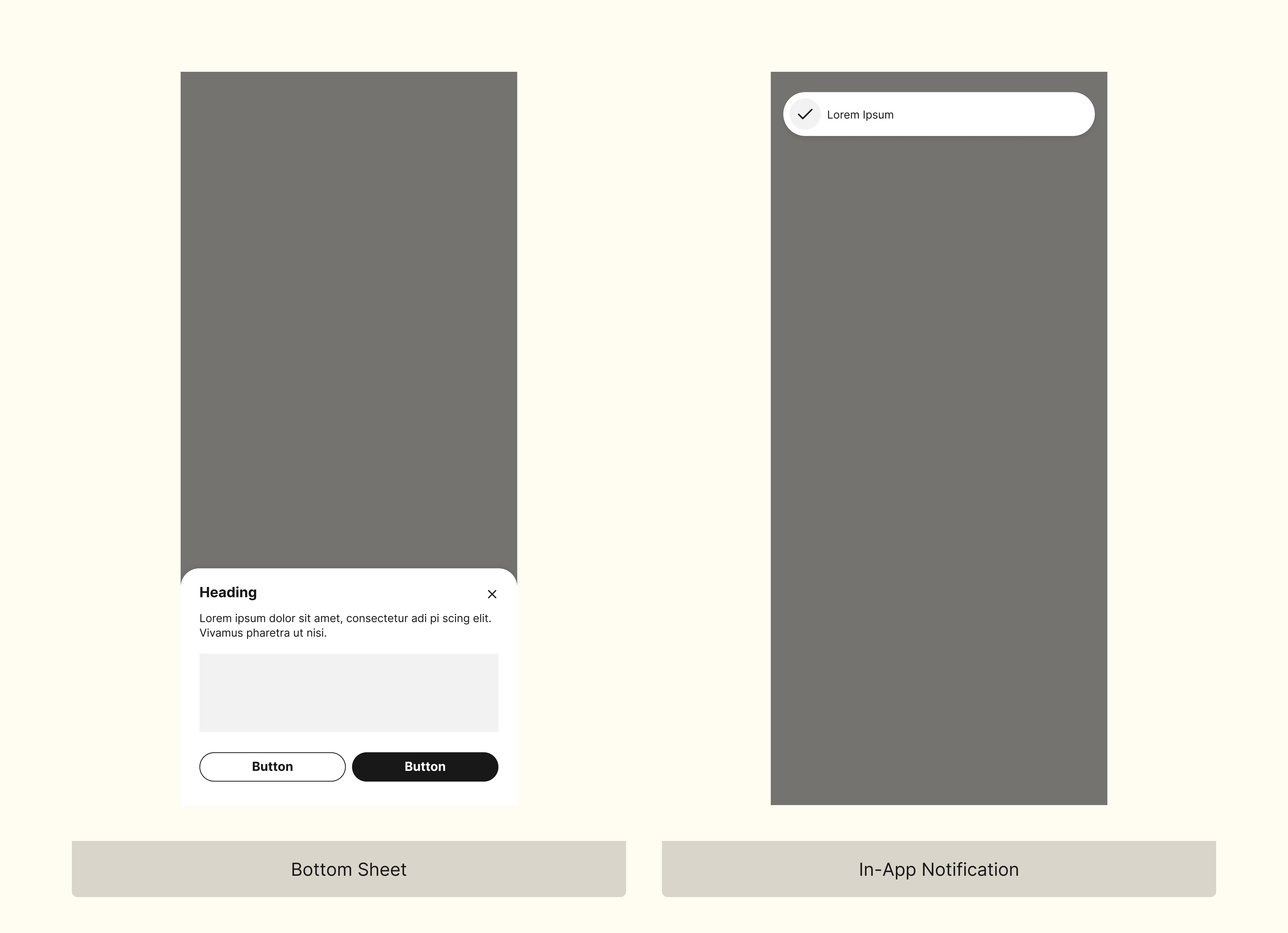Dialogue components — Bottom Sheet and In-App Notification