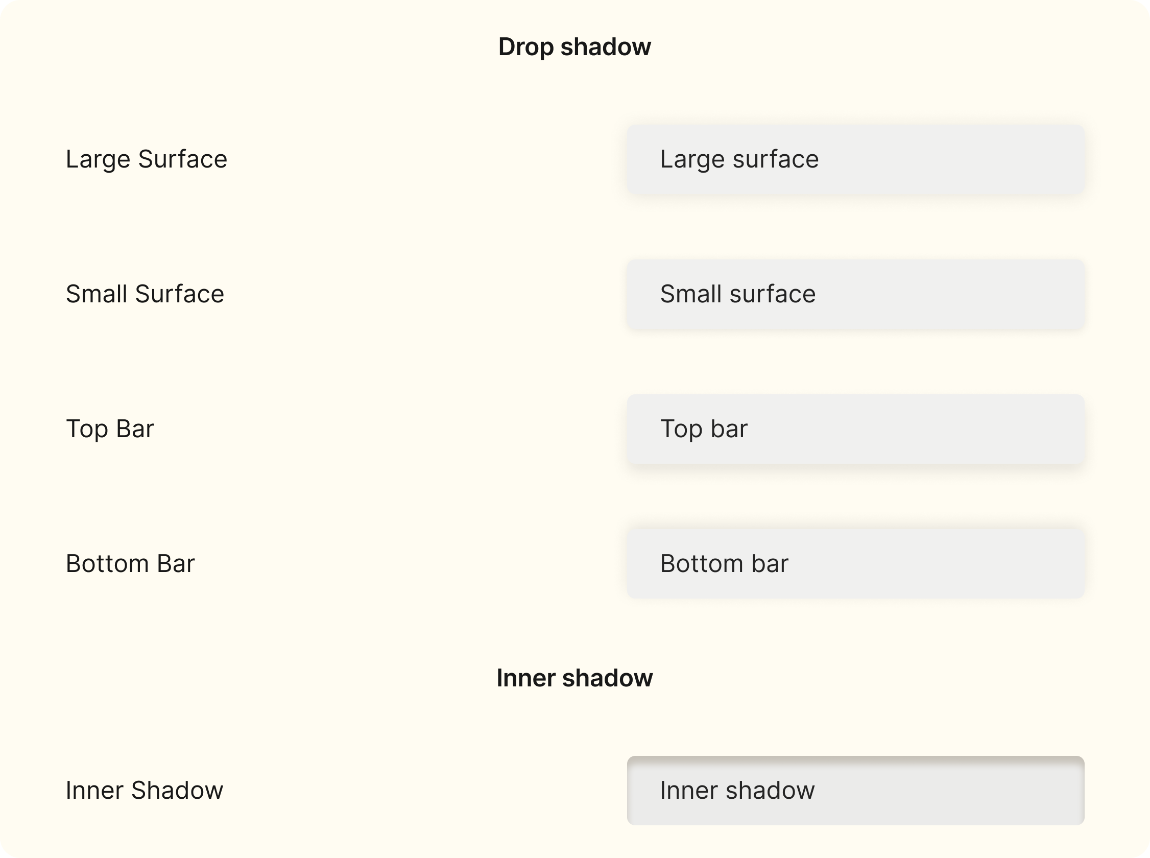 Drop shadow and inner shadow effects