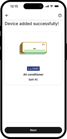 Existing 'Device added successfully' setup-complete screen of the Havells One app