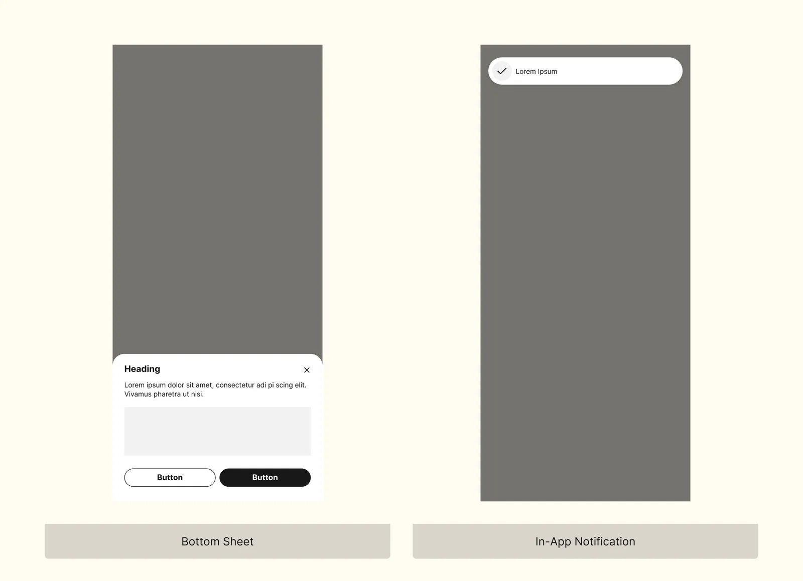 Dialogue components — Bottom Sheet and In-App Notification