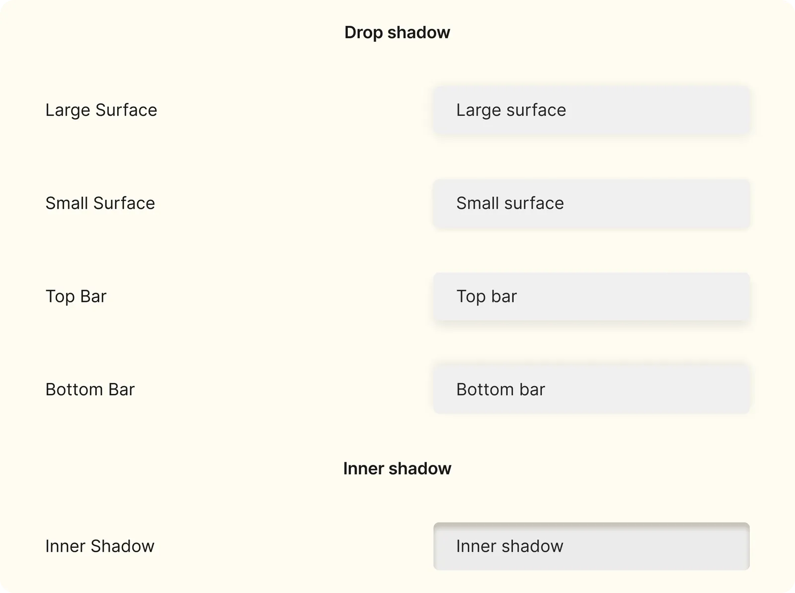 Drop shadow and inner shadow effects